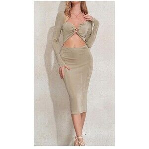 Women’s Sexy Hollow Out Bodycon Dress cutout midi Dress for Club Night Out L
